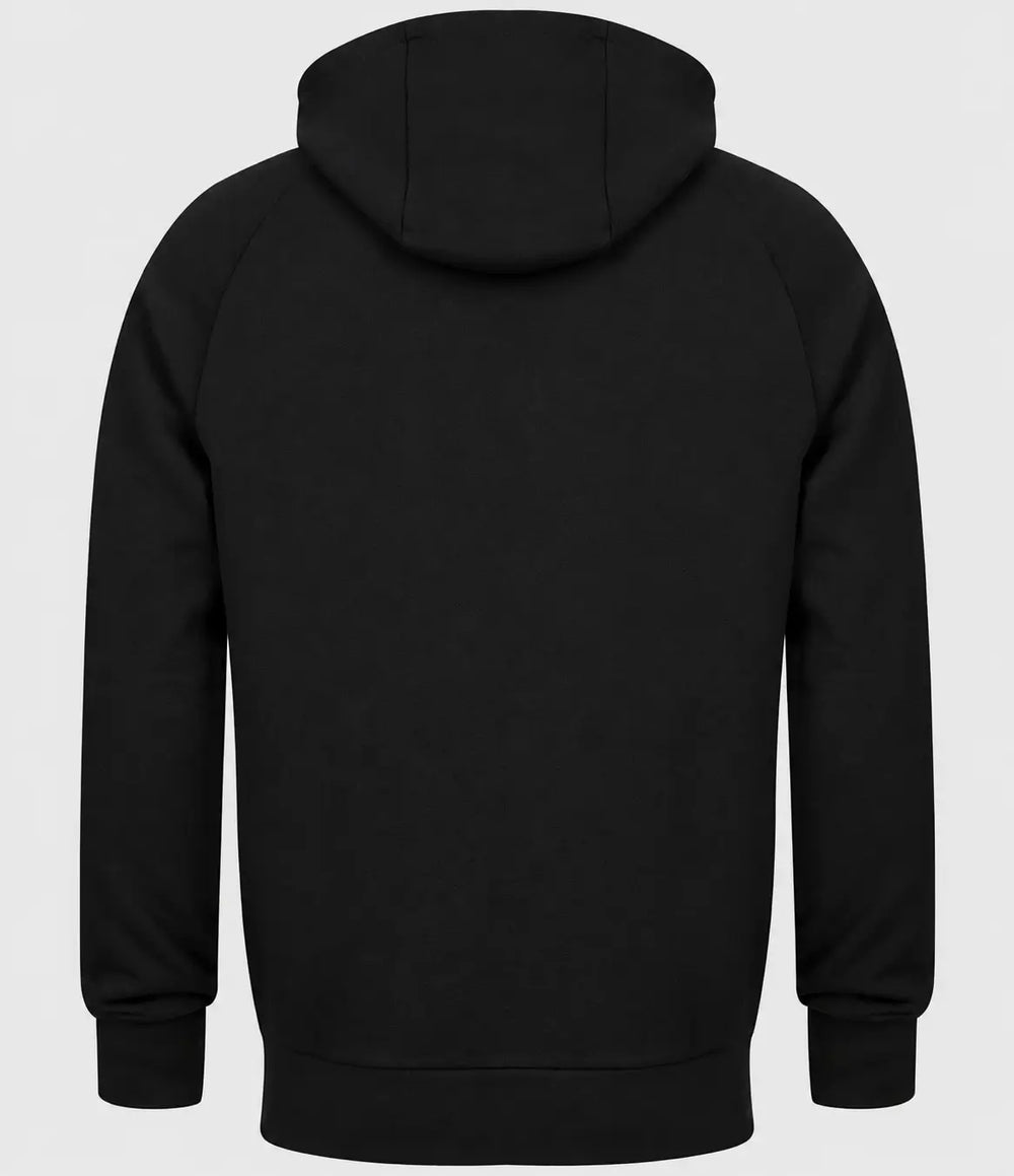 Rear view of WX Padel Pullover Hoodie in black with plain back
