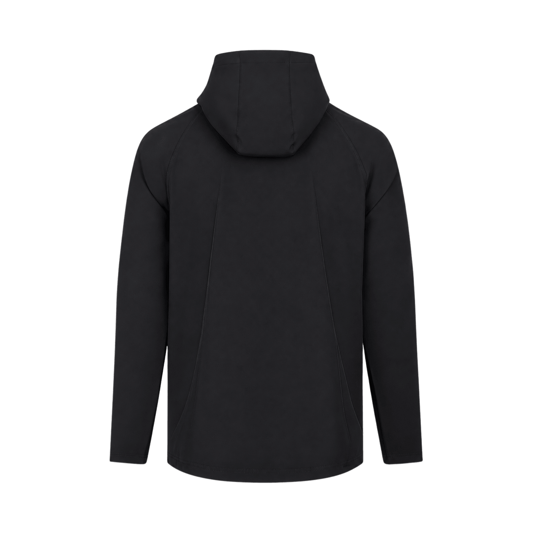 Rear view of WX Padel Technical Full-Zip Hoodie in black