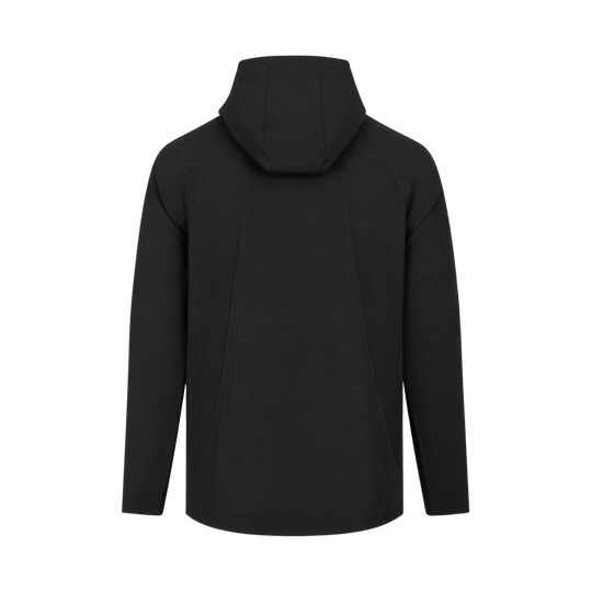 Rear view of WX Padel Technical Full-Zip Hoodie in black