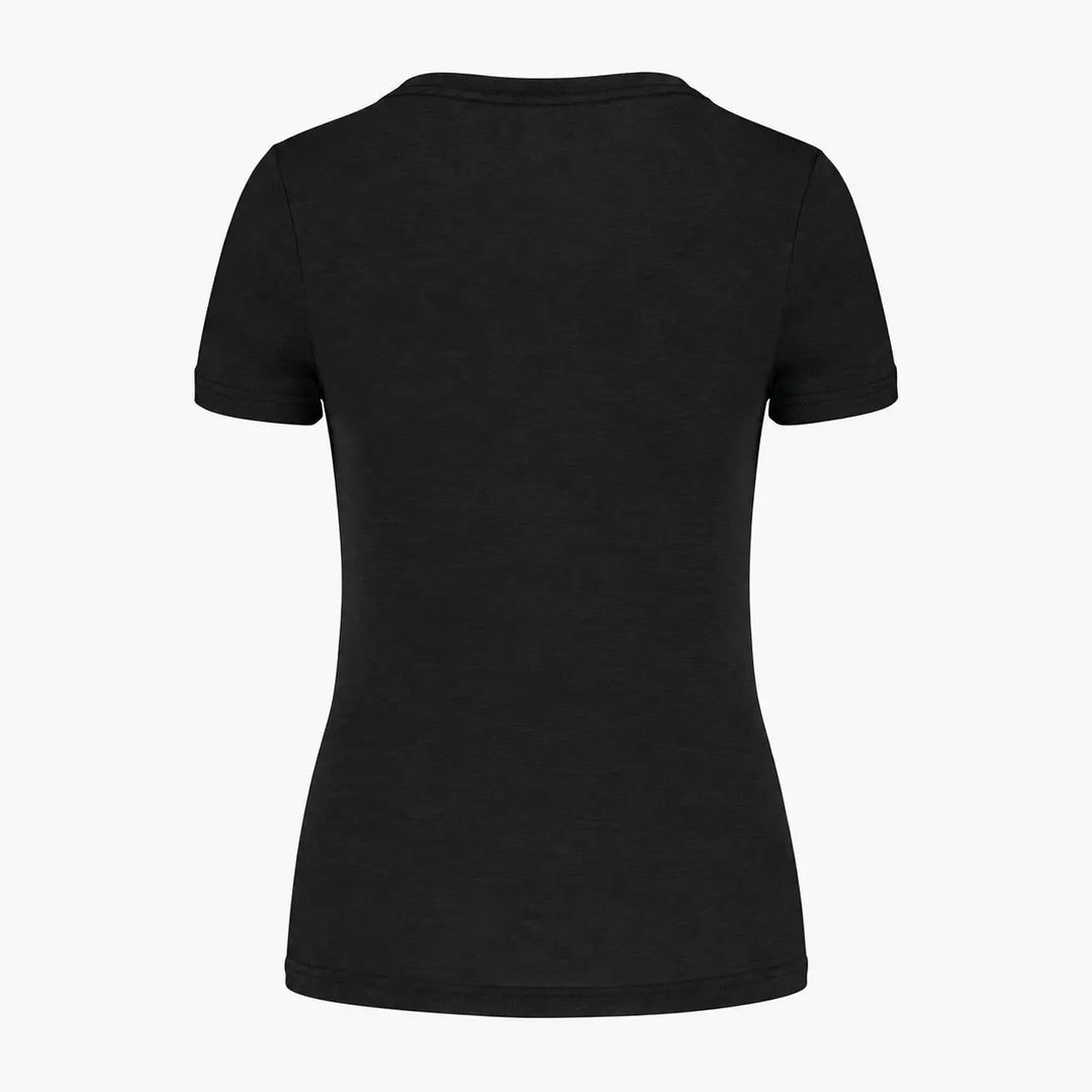 Rear view of WX Padel Women’s Performance T-Shirt in black with plain back