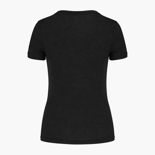 Rear view of WX Padel Women’s Performance T-Shirt in black with plain back