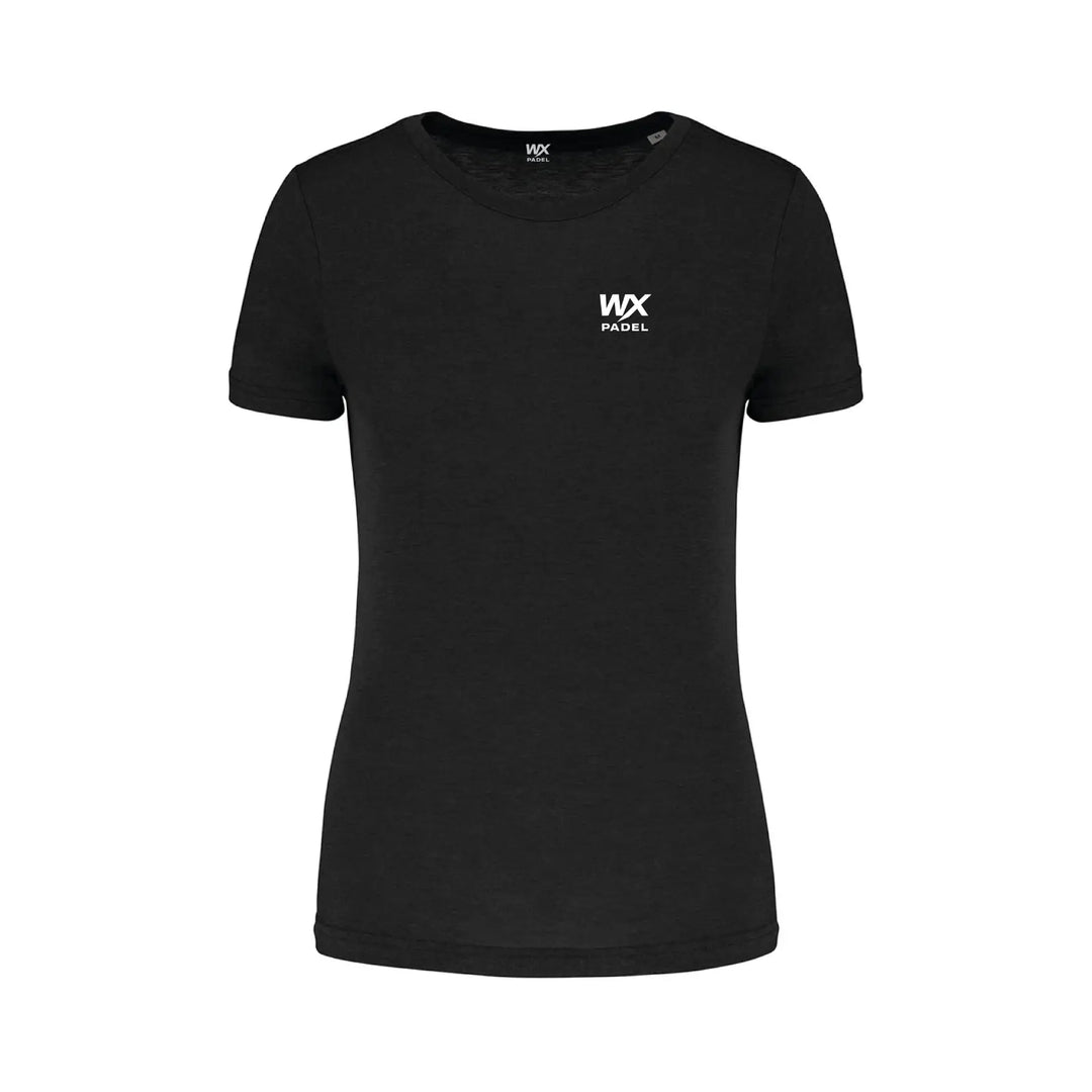 WX Padel Women’s Performance T-Shirt in black with white chest logo